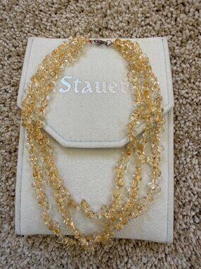Gorgeous Stauer 3 Strand Citrine Beaded Necklace
